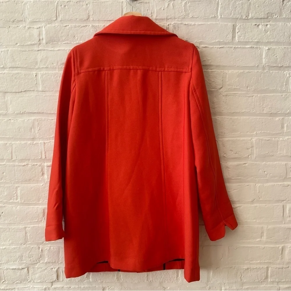 Anthropologie || Wellesley Pleated Peacoat Coat Orange‎ Medium